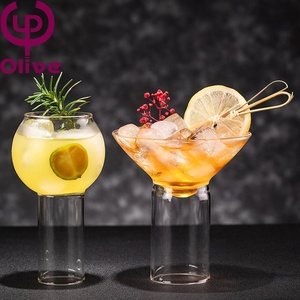 Bar clair jus de fruits Dessert verrerie cadeau soufflé à la main corne moléculaire gobelets créatif sans plomb <span class=keywords><strong>boule</strong></span> haute <span class=keywords><strong>tige</strong></span> verre à Cocktail - Product Image 2