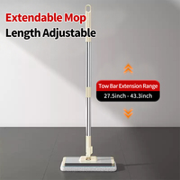 Serpillère plate mains libres 2-en-1, serpillère à poussière jetable avec long manche pour le nettoyage des sols multi-surfaces