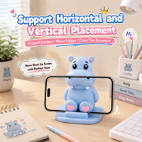 Support de téléphone portable en forme d'hippopotame mignon, support de téléphone portable en forme d'animal, décoration de bureau, support de téléphone portable kawaii, accessoires de bureau, cadeau