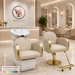 Ensemble de mobilier de salon haut de gamme sur mesure avec lit de lavage et fauteuil de coiffure pour salon de beauté - Product Image 1