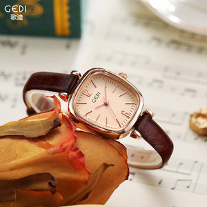 Nouvelle montre pour femme minimaliste, fine, avec petit cadran ovale, étanche, à quartz, bracelet en cuir - Product Image 5