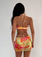 Nouvel ensemble de bikini 3 pièces sexy, maillot de bain, haut tube, bikini à nouer, sarongs, vêtements de bain pour femmes, vêtements de plage