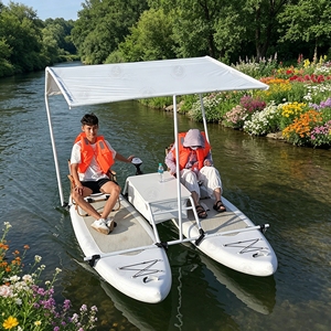 Bateau Catamaran Gonflable Électrique en PVC, Yacht Gonflable avec Moteur, Bateau <span class=keywords><strong>de</strong></span> Pêche et <span class=keywords><strong>de</strong></span> Divertissement Nautique pour Croisières et Visites Touristiques - Product Image 4