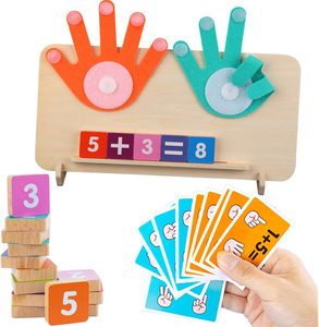 Giocattolo educativo per bambini ispirato ai Montessori legno per blocchi numerici per manipolatori di matematica conteggio delle dita per Homeschooling <span class=keywords><strong>Classro</strong></span> - Product Image 1
