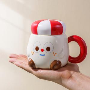 Taza de Cerámica con Diseño de Payaso, Tapa Divertida, Patrón de Dibujos Animados para Parejas, Ecológica, 480 ml, Forma Irregular, Multicolor, para Desayuno - Product Image 4
