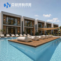 Structure en acier préfabriquée, hôtel modulaire, villa, extérieur en aluminium, hébergement de villégiature clé en main pour les développeurs
