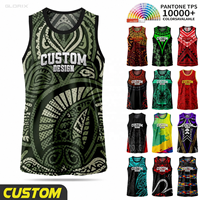 Nouveau Maillot de Basketball Respirant en Maille Personnalisé à Sublimation, Design Indigène Polynésien 2026 – Chemises de Basketball Sans Manches
