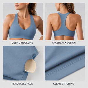 Sujetador Deportivo de Alta Sujeción para Mujer, Nailon y Elastano, Elástico en Cuatro Direcciones, con Relleno Extraíble, para Yoga, Gimnasio y Running - Product Image 3