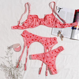 Sujetador fino <span class=keywords><strong>Sexy</strong></span> <span class=keywords><strong>de</strong></span> verano, vestido transparente, calzoncillos, corazón <span class=keywords><strong>de</strong></span> melocotón, Red <span class=keywords><strong>de</strong></span> Spandex, traje <span class=keywords><strong>de</strong></span> mujer, lencería <span class=keywords><strong>Sexy</strong></span>, conjunto <span class=keywords><strong>de</strong></span> tres piezas - Product Image 2