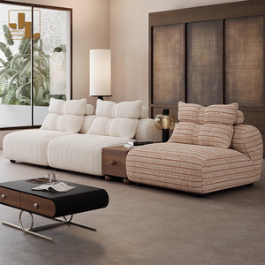 Sofá modular de lujo para sala de estar, moderno y sencillo, para Hotel, Villa, marco de madera, juego de sofás cómodos de tela blanca, muebles - Product Image 2