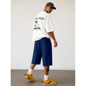 Shorts de survêtement amples pour homme FOXA, longueur au-dessus du genou, décontractés, avec cordon de serrage, coupe ample, pour la gym, 100 % coton respirant - Product Image 3