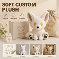 Peluche personnalisée renard blanc aux yeux jaunes, super douce, anti-stress, vente directe usine, fabricant OEM ODM, polyester coton PP