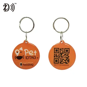 Printed custom QR code keychain and URL programmable RFID epoxy NFC pet ID tag