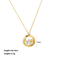 Collar Haomi de Acero Inoxidable con Doble Capa de Espejo, Regalo para el Día de la Madre con Colgantes de Estrellas y Luna