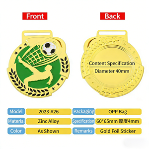 Medaglia Personalizzata di Alta Qualità Placcata in Oro con Logo a Tema Sportivo per Campionati di Calcio e Badminton - Product Image 4