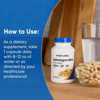 Capsules d'Ashwagandha personnalisées OEM Suppléments d'herbes pour adultes Suppléments diététiques de soutien au stress et à l'humeur
