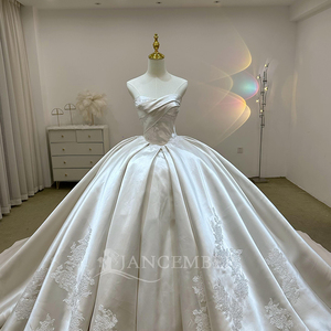 Satin Strapless Ball Gown <b>Wedding</b> Dress Brides Main Dress Heavy Luxurious Lace Ball Gown Lsjj46 Jancember - Product Image 3