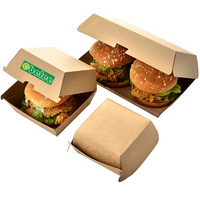 Nouveau design carré de boîte à hamburger kraft boîte d'emballage sandwich à hamburger emballage sandwich papier de qualité alimentaire jetable port de Xiamen