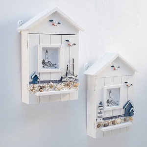Boîte à clés en bois Style méditerranéen, <span class=keywords><strong>porte</strong></span>-clés mural en forme de maison, suspendu - Product Image 1