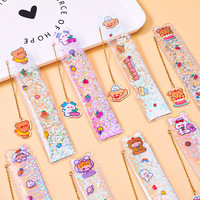 Règle pliante en plastique transparente de 15 cm, mignonne, pour la papeterie scolaire, effet sable mouvant