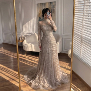 ชุดราตรีหรูหราประดับด้วยลูกปัดทรงเอไลน์ แขนยาว คอสูง <span class=keywords><strong>สี</strong></span><span class=keywords><strong>ฟ้า</strong></span> รุ่น Serene Hill LA72704 สำหรับงานปาร์ตี้ที่ดูไบ เหมาะสำหรับผู้หญิง พร้อมส่ง - Product Image 3