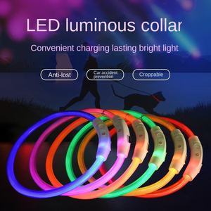 طوق كلب مضيء بتقنية LED مع إغلاق بمشبك، شحن USB، شريط سيليكون صديق للبيئة، نمط صلب، للسلامة الليلية للحيوانات الأليفة الصغيرة - Product Image 5