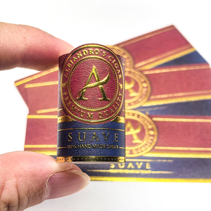 Etiquetas Adhesivas Personalizadas para Anillos de Cigarros con Acabado en Relieve con Lámina Dorada, Material de Papel Estilo <span class=keywords><strong>Cubano</strong></span> Vintage - Product Image 3