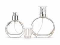 Flacon de parfum rond en verre transparent de 30 ml et 50 ml, flacon atomiseur de parfum vide de luxe avec pompe pulvérisatrice dorée ou argentée, emballage cosmétique