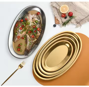 Offre Spéciale <span class=keywords><strong>moderne</strong></span> en acier inoxydable or épaissie poisson <span class=keywords><strong>assiette</strong></span> en métal de qualité supérieure servant une <span class=keywords><strong>assiette</strong></span> à Dessert pour le camping à l'origine - Product Image 4
