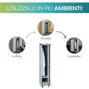 Armadietto Spogliatoio a 1 Anta 39x39x175 Cm con Serratura a Chiave e Ganci, Grigio, in PVC - Product Image 5