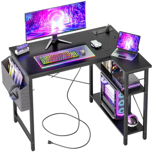 Escritorio de esquina en forma de L para juegos de PC de Metal de almacenamiento abierto para dormitorio de oficina en casa con soporte de Monitor y mesa de ordenador para juegos de escritura - Product Image 2