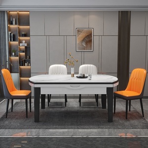 Meubles de salle à manger de style chinois, table à manger extensible en bois de luxe moderne et chaises - Product Image 2
