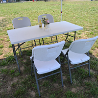 Mesa y silla plegable de plástico portátil moderna Senruihome, ligera y duradera para el hogar, Villa, Hospital, comedor, uso en Hotel
