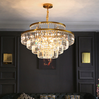 Lustre moderne en cristal k9 de luxe en or de salle de banquet de lampe suspendue de salon d'hôtel de maison d'intérieur de haute qualité