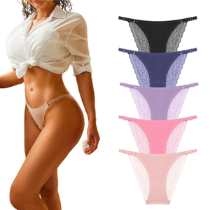 Ropa Interior Sexy <span class=keywords><strong>de</strong></span> Encaje para Mujer, Transpirable, para Uso Diario, Estilo Hipster, Material Delgado <span class=keywords><strong>de</strong></span> Spandex, Tinte Liso, Talle Bajo, Desechable - Product Image 1