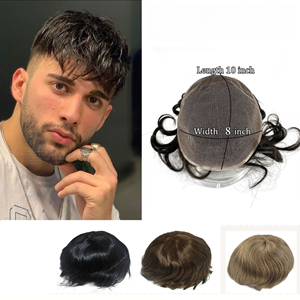 <span class=keywords><strong>Perruque</strong></span> Full Lace en Cheveux Naturels Respirante, Style Européen et Américain, pour Hommes, Pièce de Remplacement, Cheveux Véritables - Product Image 2