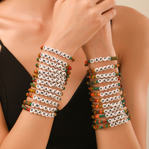 Bracelets à lettres multi-brins, bijoux perlés avec inscription alphanumérique, cadeau unisexe SY0653 - Product Image 1