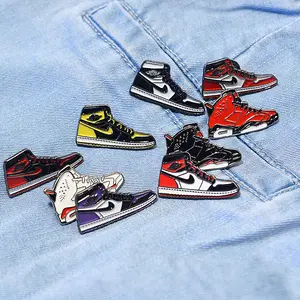 Hot Selling sneakers pins badge souvenirs metal enamel pin couples gifts A J sport pins