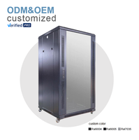 Armoire de serveur 22U en acier laminé à froid sur mesure, protection IP20, coffret réseau 19 pouces pour centre de données, verre trempé en stock
