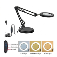 Lampe de lecture LED portable pliable en aluminium moderne et ronde, protection des yeux, pour réparation, manucure, extension de cils