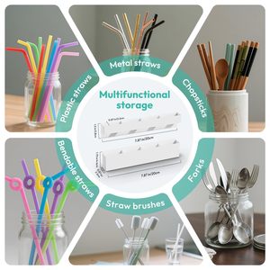 Magnetic Metal Straw Holder for Cabinet Door with Double Sided Adhesive Tape Reusable Tumbler Straw Organizer Storage - Product Image 5