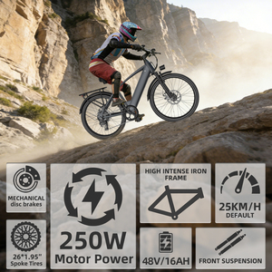 จักรยานไฟฟ้า GOKEEP <span class=keywords><strong>EP26</strong></span> สำหรับผู้ใหญ่ 250W Ebike 48V 26 นิ้ว จักรยานเมือง จักรยานเสือภูเขา ระยะทาง 80 กม. ระบบช่วยปั่น OEM ODM โรงงาน ราคาถูก - Product Image 4
