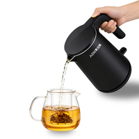 Mini bouilloire électrique 1L compacte et portable en acier inoxydable à ébullition rapide avec arrêt automatique pour bureau, dortoir, vente en gros