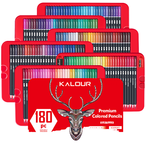 KALOUR ホットセール HB 3.8mm ソフトコア プレミアム油性 180色 色鉛筆セット ブリキ缶入り アーティストや学生向け - Product Image 1
