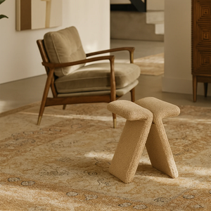 Pouf en tissu moderne, meuble de maison, repose-pieds rond rembourré et doux, siège au sol pour salon, chambre, entrée, hôtel - Product Image 1