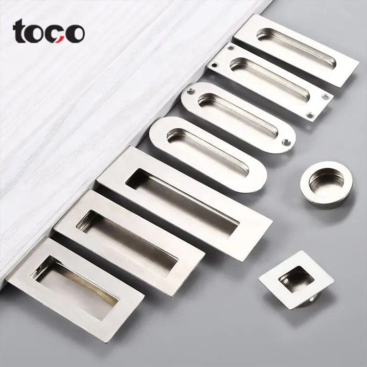 Toco Furniture Decorative Handles or Knobs Stainless Steel half moon flush handle Cabinet recessed door handle set For Wooden Do