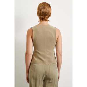 Chaleco de Lino y Algodón para Mujer, Color Caqui, Transpirable, Ropa Exterior - Product Image 1