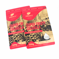 320g sacs en papier kraft imprimés personnalisés pochette biodégradable sac d'emballage de collation avec fermeture à glissière avec fenêtre transparente pour granola