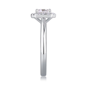 Anillo de compromiso con diamante natural talla Asscher, oro macizo de 18 quilates, diseño de halo cuadrado, joyería nupcial fina para mujer - Product Image 4