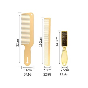Juego de peines de barbero de metal con logotipo personalizado, cepillo de barba plano de acero inoxidable dorado para corte de pelo, estilo de moda para uso en salón - Product Image 6